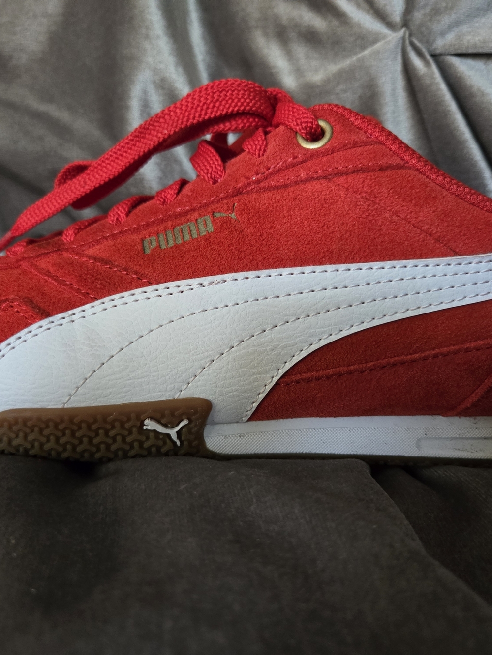 PUMA Red Suede Sneakers with White Formstrip - Picture 7 of 9